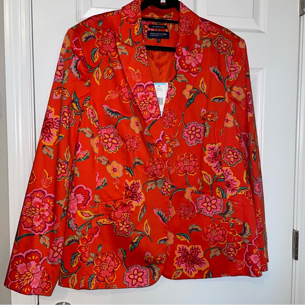 Jones New York bright floral blazer, 20W, NWT